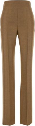 Valentino Garavani Zijde en Wol Pantalon - Dames - Straight fit broeken - Beige - 2XS - Wol - Broeken