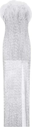 Santa Brands Witte Veren Jurk met Kristallen - Dames - Feestkleedjes - Wit - M/L - Katoen - Kleedjes