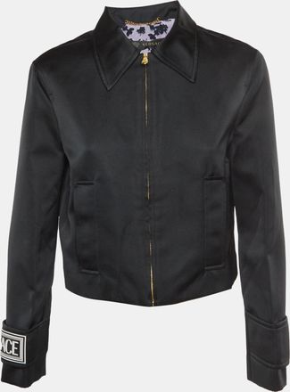 Versace Black Jersey Cropped Zip Jacket