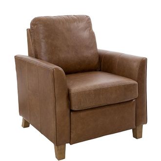 Ballard Designs Layla Leather Recliner - Cocoa with Dark Walnut - Ballard Designs
