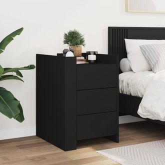 Berkfield Home Decorative Bedside Cabinet Black 45x50x65 cm Engineered Wood | Size: 45 x 50 x 65 cm