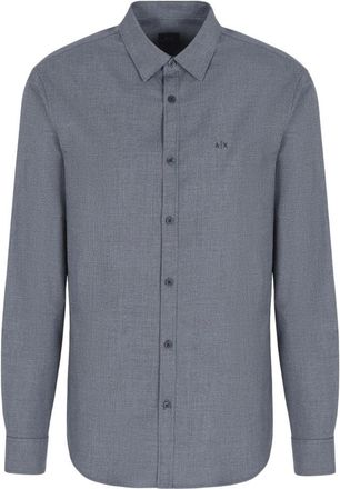 A|X Armani Exchange Micro Pied De Poul Overhemd - Heren - Casual Overhemden - Grijs - M - Katoen - Overhemden