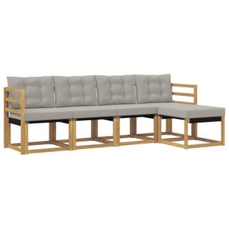 vidaXL Conjunto De Sof&aacute;s De Exterior 5 Pcs Blanco Y Gris Claro Vidaxl