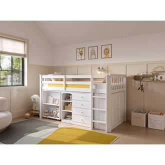 Flair Oban Single Midsleeper Cabin Bed with Desk White