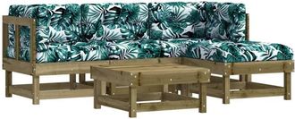 vidaXL Vidaxl - Juego De Muebles Jard&iacute;n 5 Pzas Y Cojines Madera Pino Impregnada
