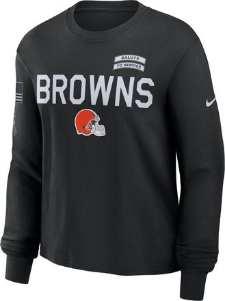 Nike Cleveland Browns Salute to Service Sideline Nike Womens Dri-FIT NFL Long-Sleeve T-Shirt in Black | 02GD00AA28-ED0