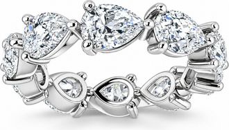 Pompeii3 5CT Pear Shape Diamond Eternity Ring Horizontal Wedding Band 14k Gold Lab Grown
