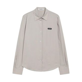 Miu Miu Camicia - Dames - Blouses & Shirts - Grijs - Maat: S Katoen