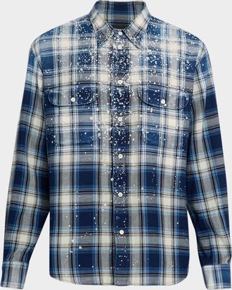Dsquared2 Mens Sparking Vintage Check Button-Down Shirt