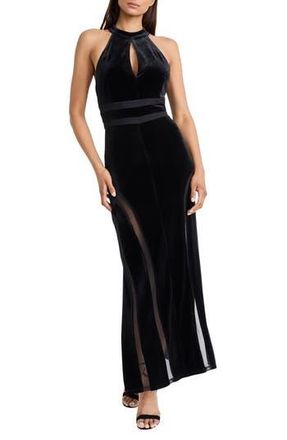 Maggy London Halter Cutout Maxi Dress in Black at Nordstrom Rack, Size 18