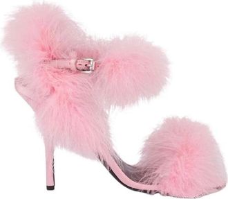 Moschino Satijnen Sandalen met Veren - Dames - Sandalen met hakken - Roze - 40 EU - Satijn - Schoenen