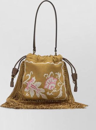 Etro kalispera bucket bag fringe embroidery handle