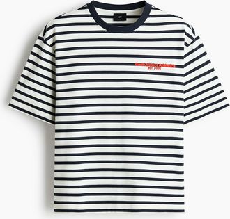 H&M Baumwoll-T-Shirt in Loose Fit - White