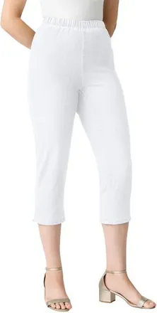 Roaman's Plus Size Comfort Stretch Capri Jean in White Denim at Nordstrom, Size 36