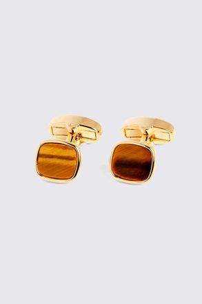 Moss Gold Square Tiger Eye Cufflinks