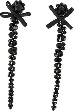 Simone Rocha Womens Petite Bow Drip Earrings Crystal Black Others Jewelry-Watches