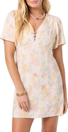 O'Neill Robin Floral Minidress in Tapioca at Nordstrom, Size Xx-Large