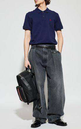 Ami Polo With Logo, Mens, Navy Blue