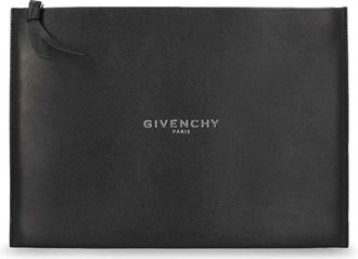 Givenchy Leather clutch bag with front lettering logo