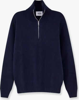Alpha Studio Cardigan con mezza zip in lana e cashmere - ALPHA-STUDIO - gender_Man