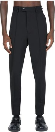 Prada Gabardine Broek - Heren - Nette broeken - Zwart - M - Polyester - Broeken
