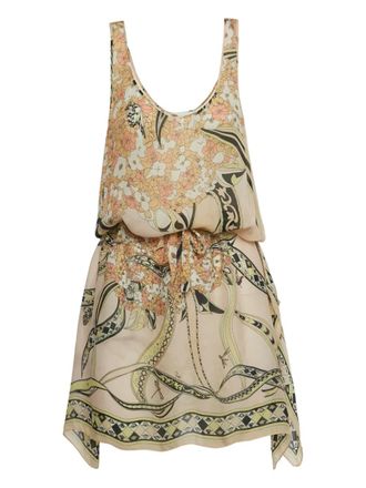 Pucci Mouwloze jurk met bloemenprint - Beige