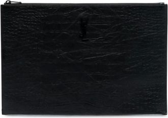 Saint Laurent Pre-owned Clutches, female, Black, Size: ONE SIZE Pre-owned Vintage Leather Clutch