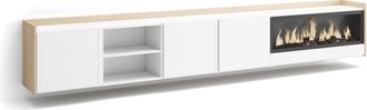 Skraut Home Skraut Home - Mueble Tv, Televisi&oacute;n, Muebles De Sal&oacute;n, Almacenaje, 315x35x50cm, Para Tv Hasta 80, Chimenea El&eacute;ctrica Xxl, Colgado, Suspendido, Estilo 