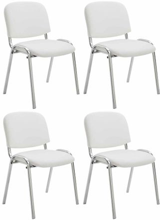 Clp Clp - Set De 4 Sillas Ken Cromadas En Polipiel Blanco