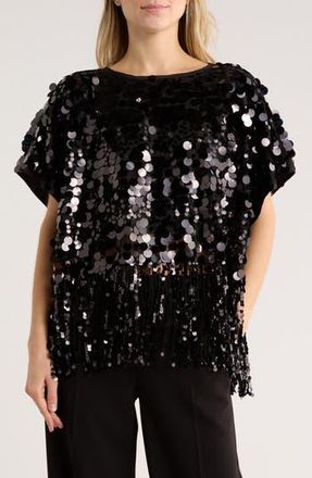 Ted Baker Sequin Poncho in Black at Nordstrom Rack