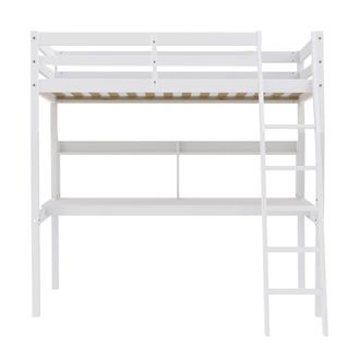 Weber Industries Cama entresuelo con 1 escritorio y 1 estanter&iacute;a, blanco, 140x190 cm