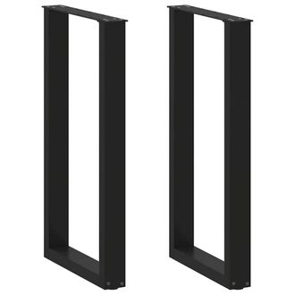 Berkfield Home Coffee Table Legs U-Shaped 2 pcs Black 40x(90-91) cm Steel