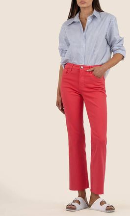 Kut from the Kloth Kelsey High Rise Fab Ankle Flare Raw Hem Jeans In Strawberry