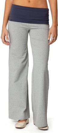 Edikted Contrast Foldover Wide Leg Pants in Gray-Melange at Nordstrom, Size X-Large