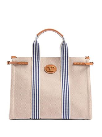 Valentino Garavani Antibes tote bag - men - Cotton/Calf Leather/Cotton/Linen/Flax/Metal - OS - Neutrals