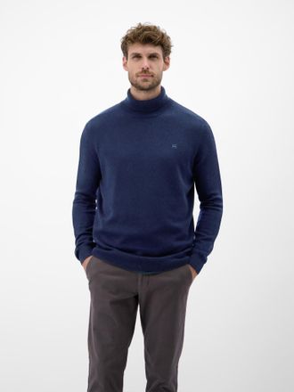 Lerros Rollkragenpullover LERROS, Herren, Gr. L, classic navy, Strick, Obermaterial: 88% Schurwolle, 12% Kaschmir, unifarben, regular fit normal, ohne Aussch