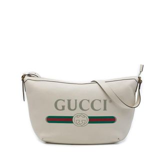 Gucci Pre-owned Gucci Grained Calfskin Logo Half Moon Crossbody Ladies GAUM3QH8ORSM5DQE