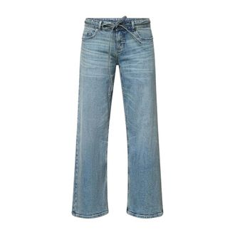 Sisters Point Onea Jeans met Riem - Dames - Jeans - Blauw - Maat: S Katoen