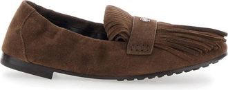 Tory Burch Ballet Fringe Loafer - Dames - Loafers - Bruin - 39 EU - Su&egrave;de - Schoenen