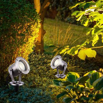 Globo Lighting Faretto da giardino GU10 con picchetto Faretto da esterno Faretto da giardino IP65 Faretto da esterno in acciaio inossidabile, con punto orientabile