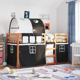 Berkfield Home Bunk Bed without Mattress White&Black 80x200 cm Solid Wood Pine in Black