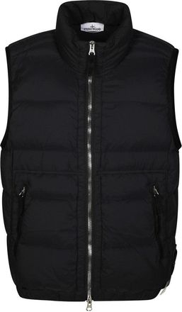 Stone Island Black Padded Vest With High Collar