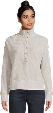 Faherty Apres Waffle Henley Womens Clothing Light Grey Heather : MD, Cotton
