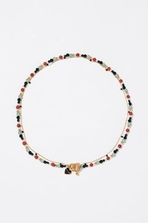 Bimba & Lola Double-layer heart logo chain stones necklace in Black at Nordstrom