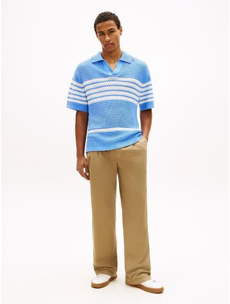 Tommy Hilfiger Mens Loose Fit Pleated Paper-Touch Pant - Beige - 30W x 32L