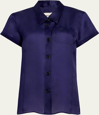 Khaite Keefe Short-Sleeve Silk Shirt