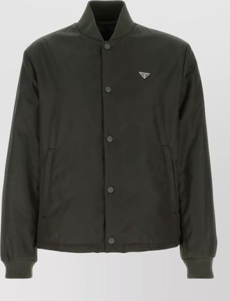 Prada nylon bomber jacket ribbed collar cuffs hem