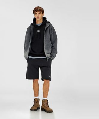 Diesel Hoodie with metallic logo - Sweaters - Man - Black