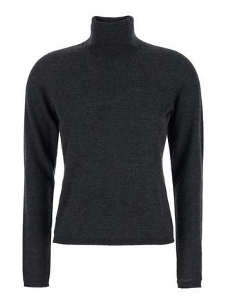 Max Mara Grey Solid Turtle Neck Sweater