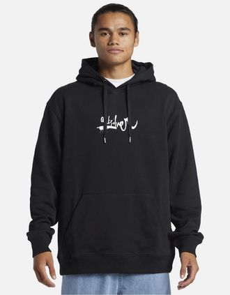 Quiksilver Mens Quiksilver Mens DNA Impaired Logo Pullover Hoodie - Black - Size: 38